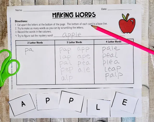 Back to School Making Words Mystery Word Sorts Phonics and Spelling Back to School Mystery Word Sorts for Phonics Instruction, decoding words making words spelling patterns for kindergarten, first grade, second grade, third grade