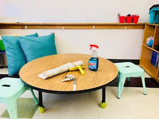 DIY upgrade old classroom table Turn ugly classroom table into a cute table